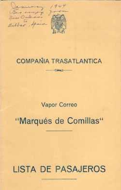 Marques de Comillas - Lista de pasajeros - Colecci�n de S. Piper